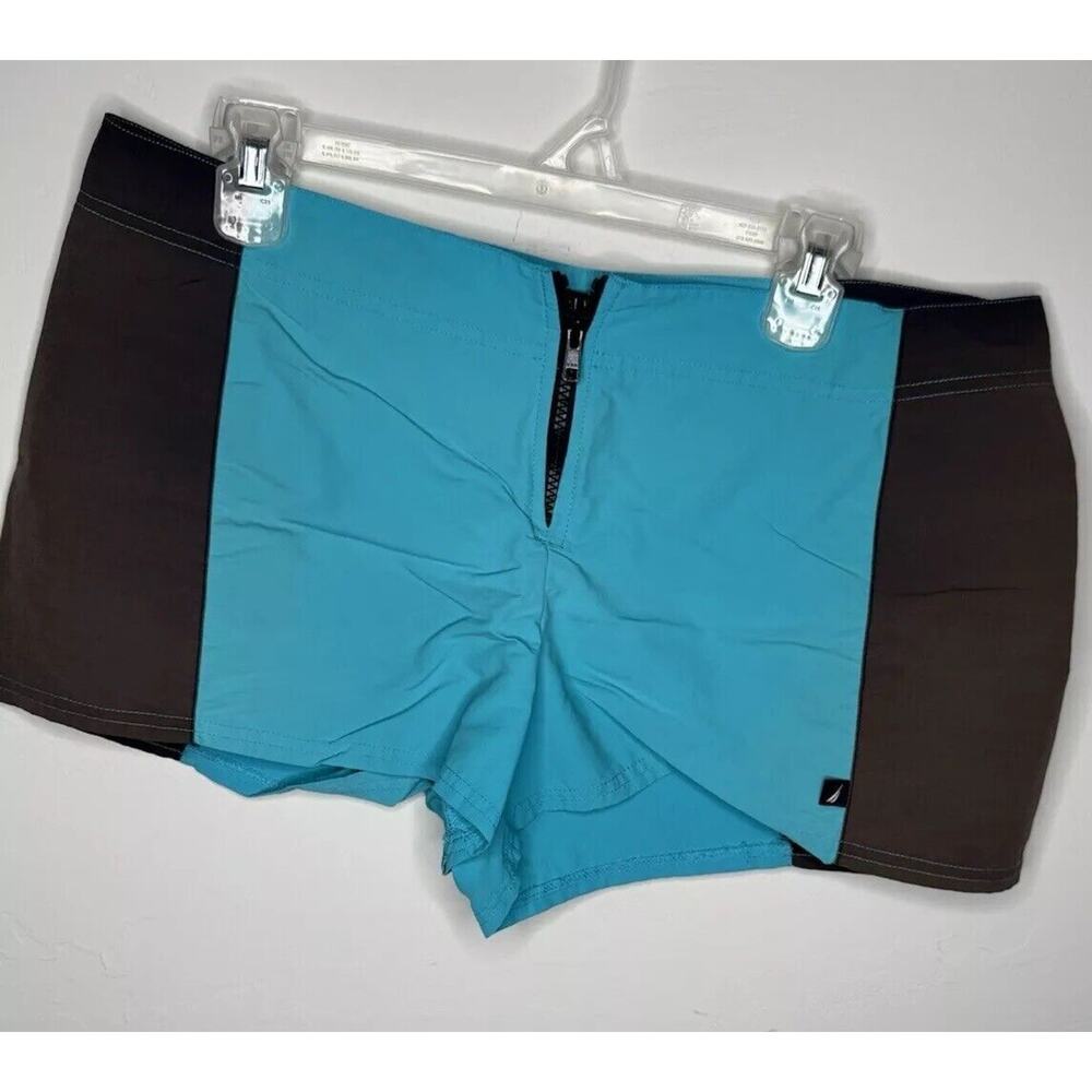 NAUTICA Swim Shorts 90s Y2K Size Large Beach Boat Zipper Navy Blue/Blue Bottoms